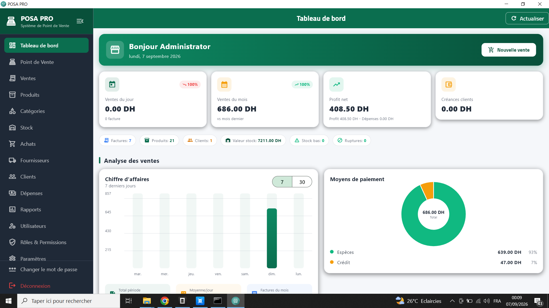 POSA PRO - Tableau de bord
